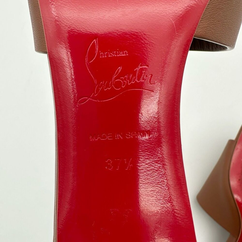 CHRISTIAN LOUBOUTIN So CL Embossed Heel Size 37.5 Sandal Leather Block Slide - Picture 11 of 11
